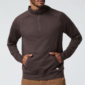 Vuori Men’s size large Ponto Performance Half Zip Hoodie Brown Sangria Heather